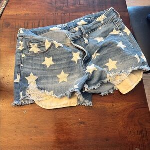 Mossimo Supply Co. Blue and White Jean Shorts with Star Pattern